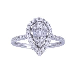 Diamond composite pear shaped halo ring