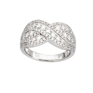 14K Gold Wide Diamond Band