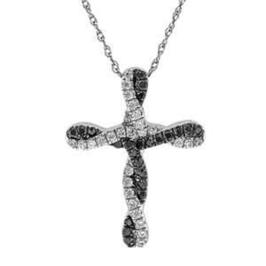 Black/white Diamond Cross Pendant