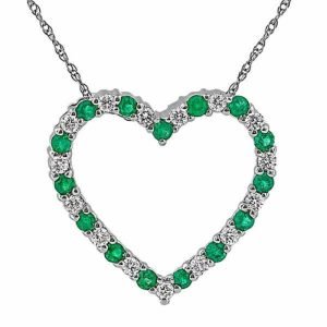 Dia/emerald Heart Pendant w Chain