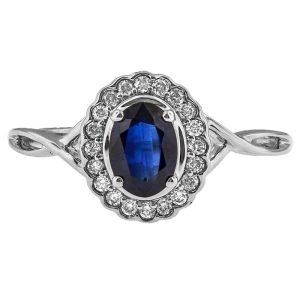 Diamond/ sapphire Oval Center Ring