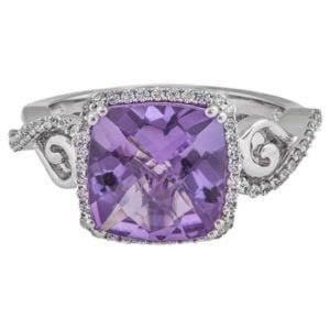 Diamond and Amethyst Ring in 14 KW Gold