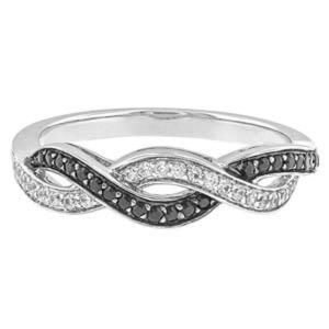 Black/white Diamond Braided Twist Ring