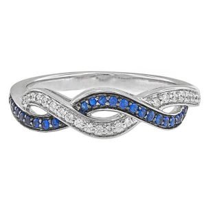 Dia/sapphire Braided Twist Ring