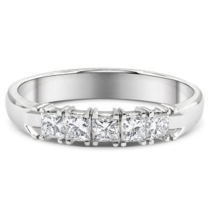Five Stone 1/2 CTW Princess Cut Diamond Wedding Ring
