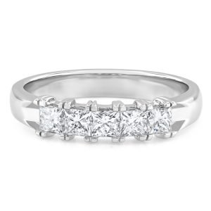 Five Stone 3/4 CTW Princess Cut Diamond Wedding Ring