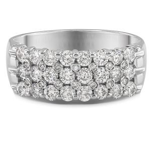 3 Row Diamond Band with diamonds in the prong.