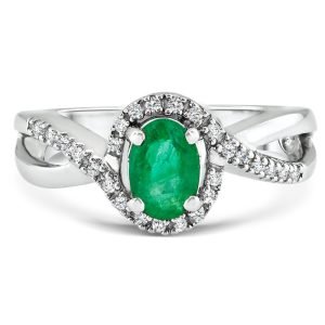 Diamond /emerald Oval Center Ring