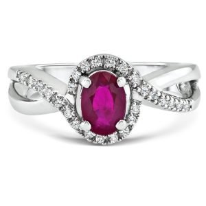 Diamond/ruby Oval Center Ringn