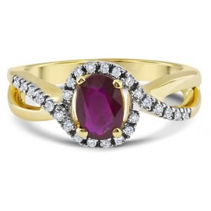 Diamond/ruby Oval Center Ring