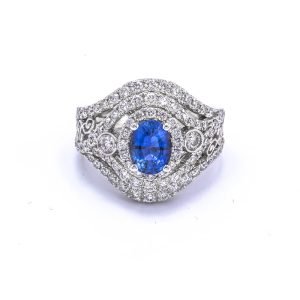 Diamond and Ceylon Sapphire Ring